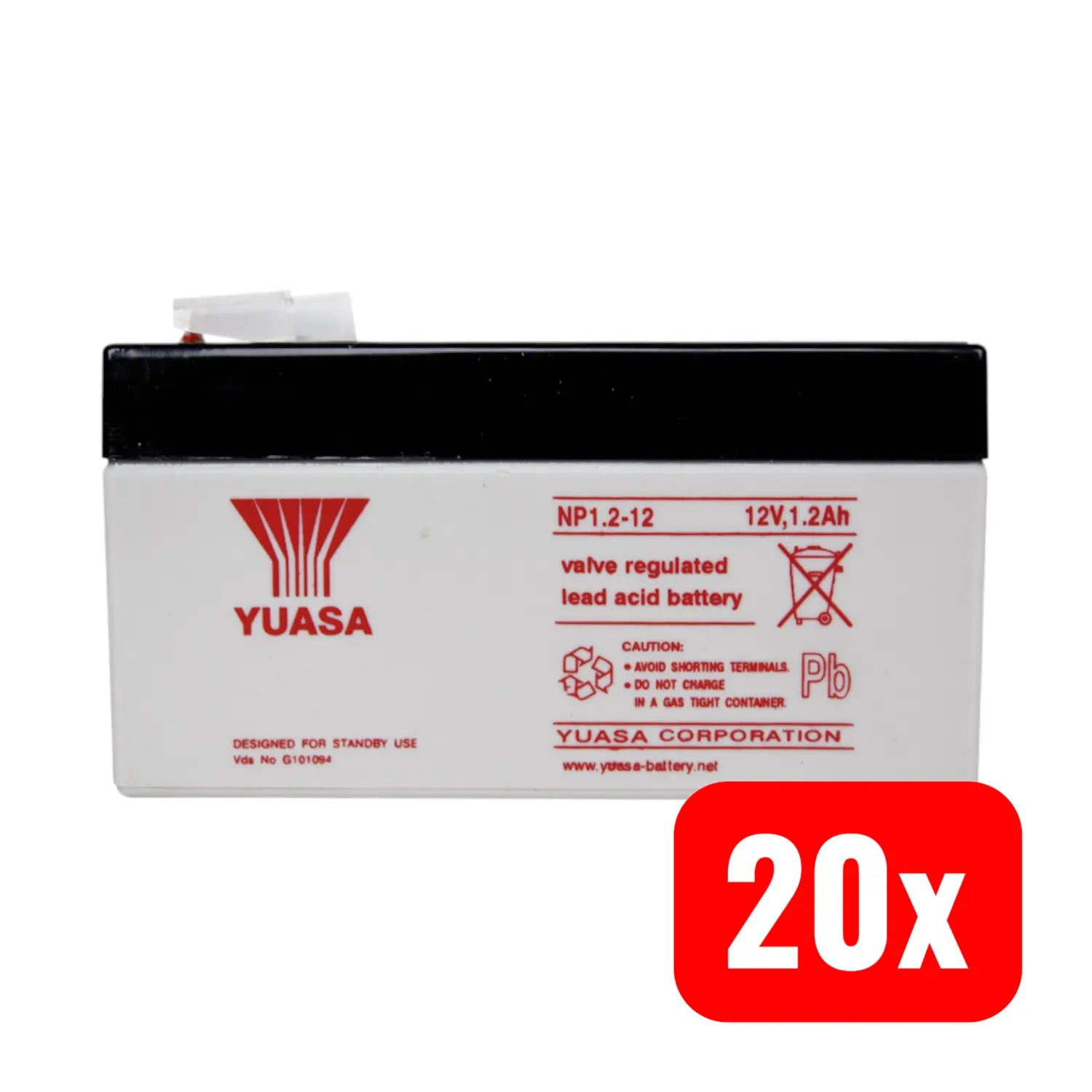 B-Ware Yuasa Np1.2 12 Np1.2 12 Bleiakku Blei Vlies 12 V 1.2 Ah Akku Flachstecker 20 Stück - 4016138323634