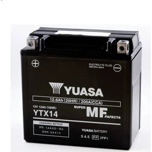 B-Ware Yuasa Motorradbatterie Starterbatterie Blei Säure Wartungsfreie Batterie Ytx14