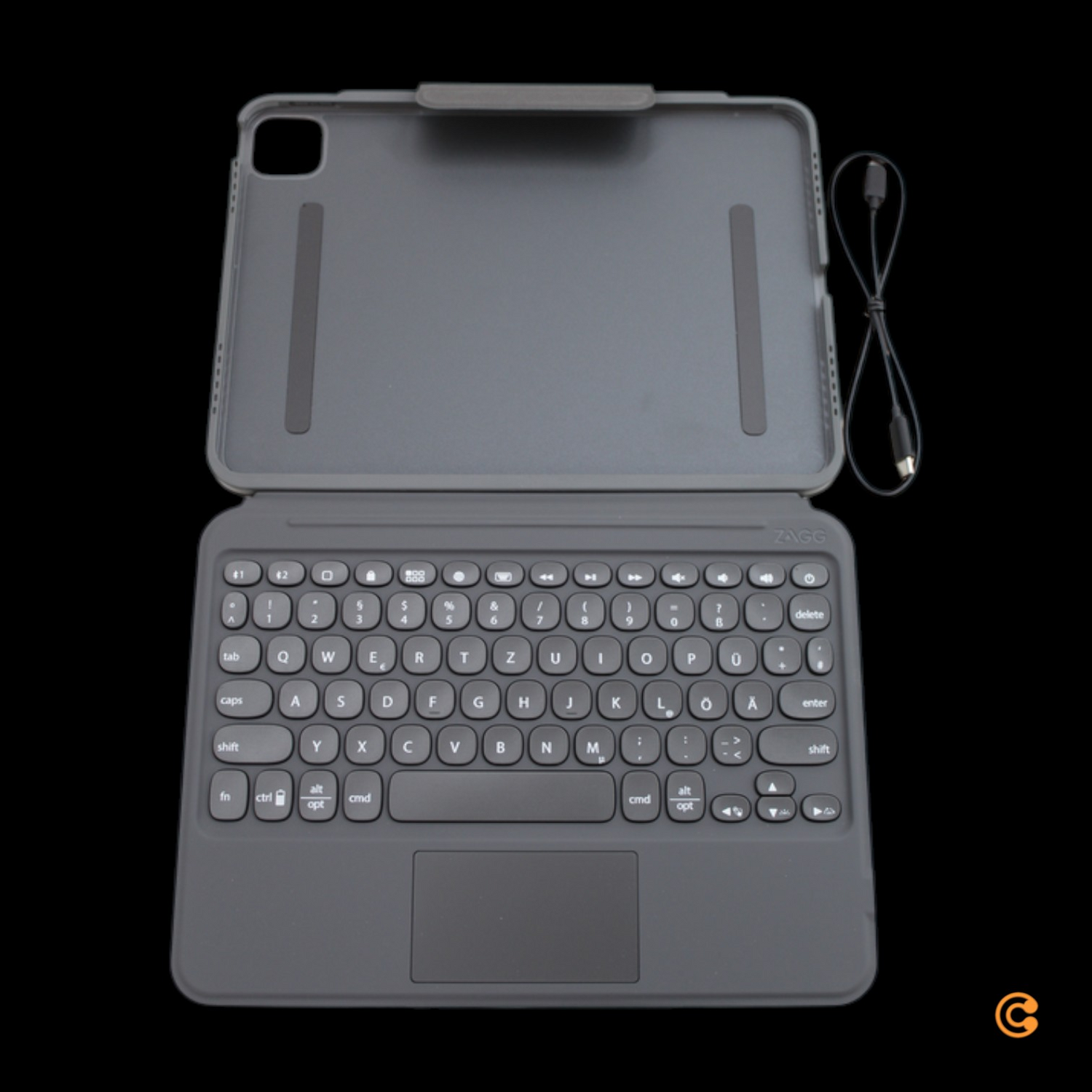 Zagg Pro Keys Tastatur Tablet Apple I Pad Dunkelgrau Trackpad Bluetooth 10.9 Zoll B-Ware - 840056143333