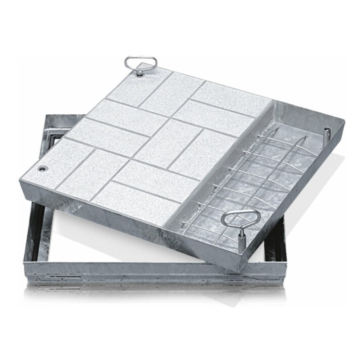 B-Ware Zarges Schachtabdeckung Abdeckung Schacht Stahl Verzinkt 500 X 500 Mm Epdm