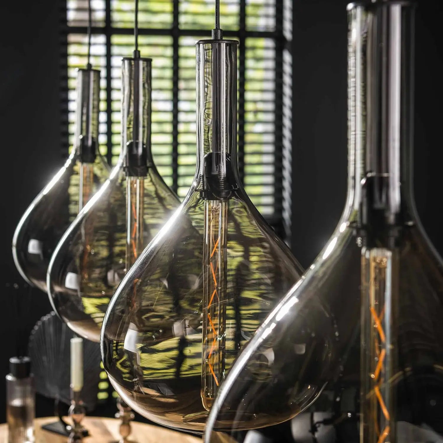 B-Ware Zijlstra Hängeleuchte Pendelleuchte Droppone Rauchgrau Glas E27 4 Flammig - 8713244083860