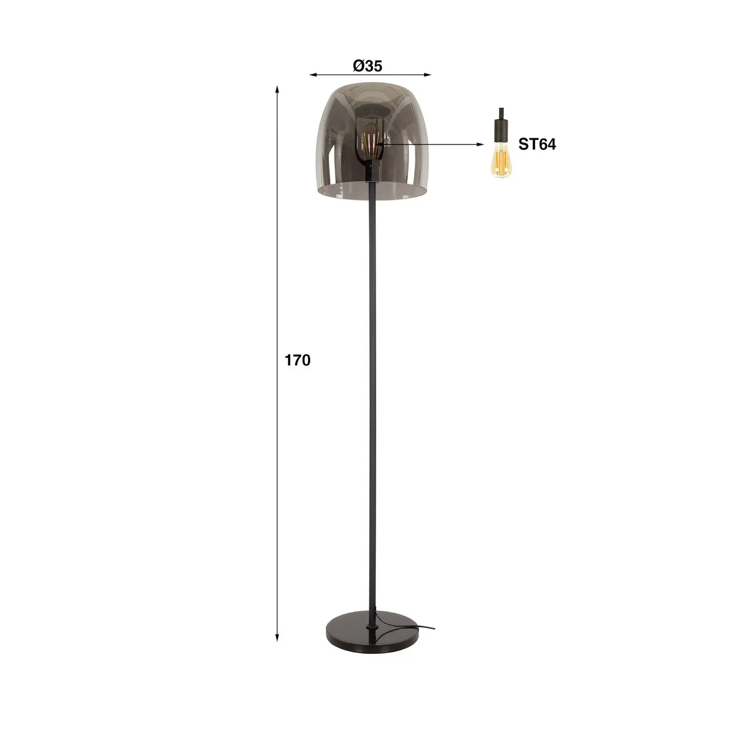 B-Ware Zijlstra Stehleuchte Lampe Philippa Standleuchte Rauchgrau Glas Metall 170cm