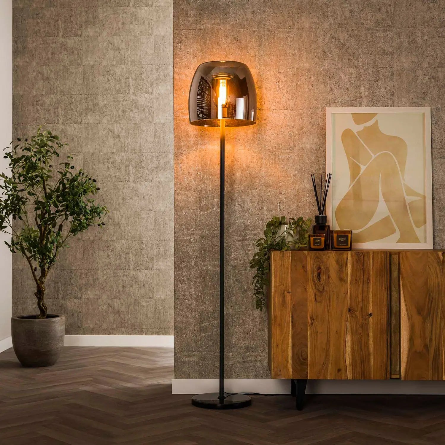 B-Ware Zijlstra Stehleuchte Lampe Philippa Standleuchte Rauchgrau Glas Metall 170cm