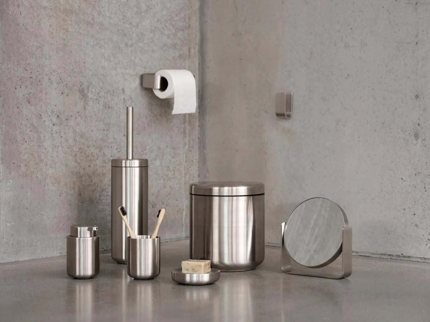 B-Ware Zone Denmark Mülleimer Abfalleimer Ume Stahl Silber 4 L Pedal Höhe 22cm ø 19,5cm