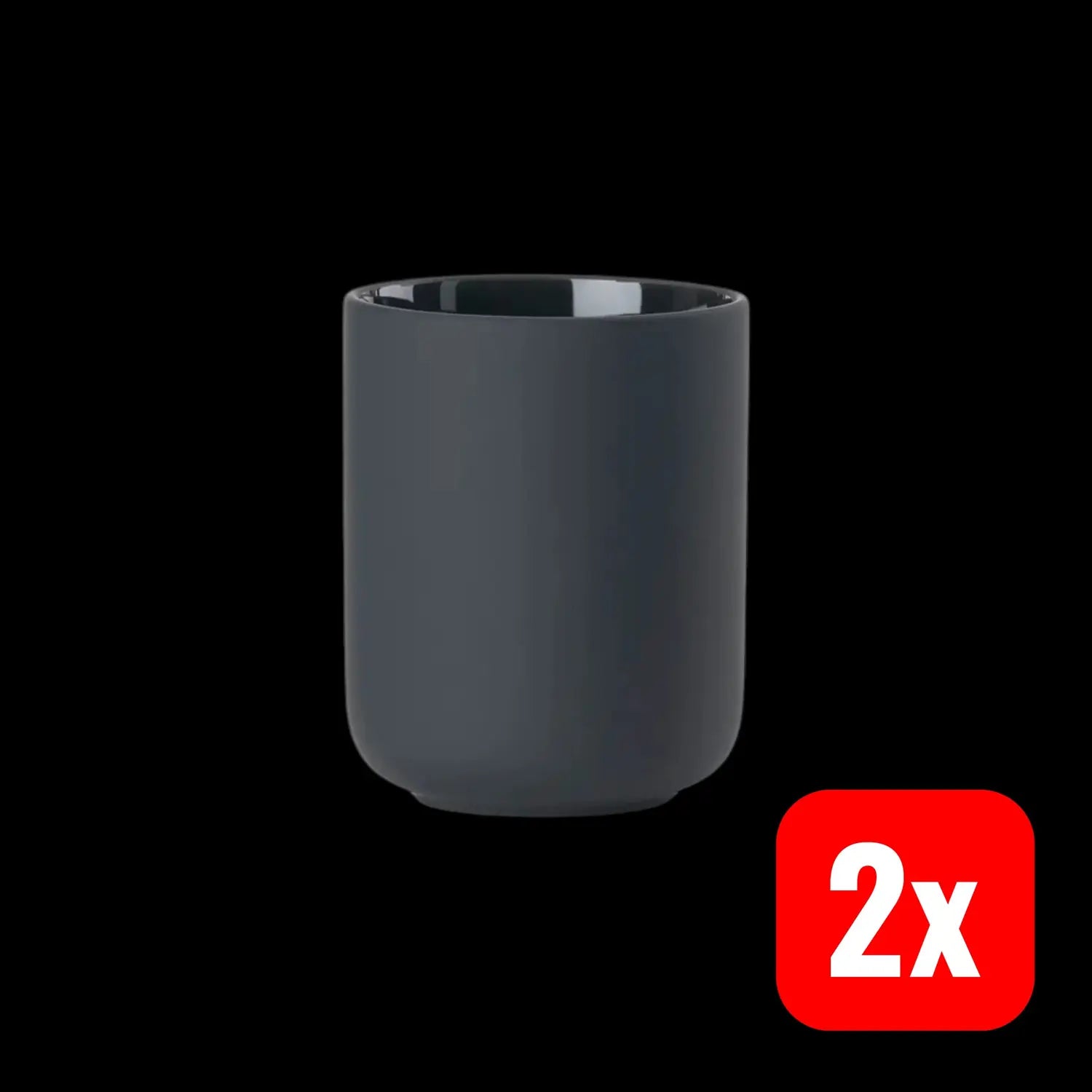 B-Ware Zone Denmark Zahnputzbecher Becher Badezimmer Schwarz Steingut Soft 2 Stück - 5708760660285