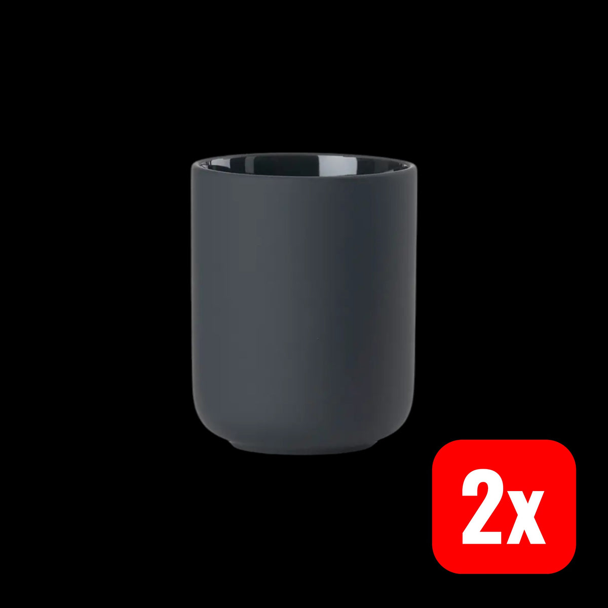 Zone Denmark Zahnputzbecher Becher Badezimmer schwarz Steingut Soft 2 STÜCK - 5708760660285