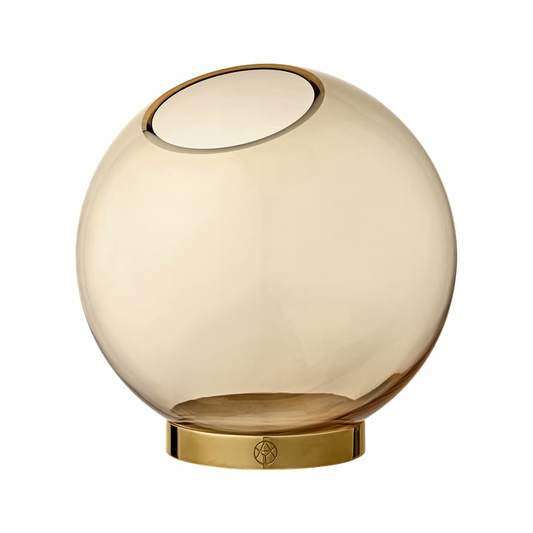 AYTM Globe Vase medium Blumenvase Glasvase Dekovase Ø 17 x H 17 cm amber gold