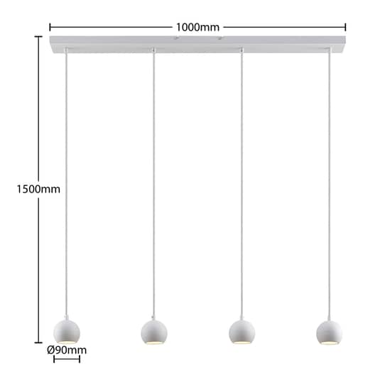 Arcchio Renko LED-Hängelampe, Lampe Leuchte Hängeleuchte IP20 vierflammig, weiß