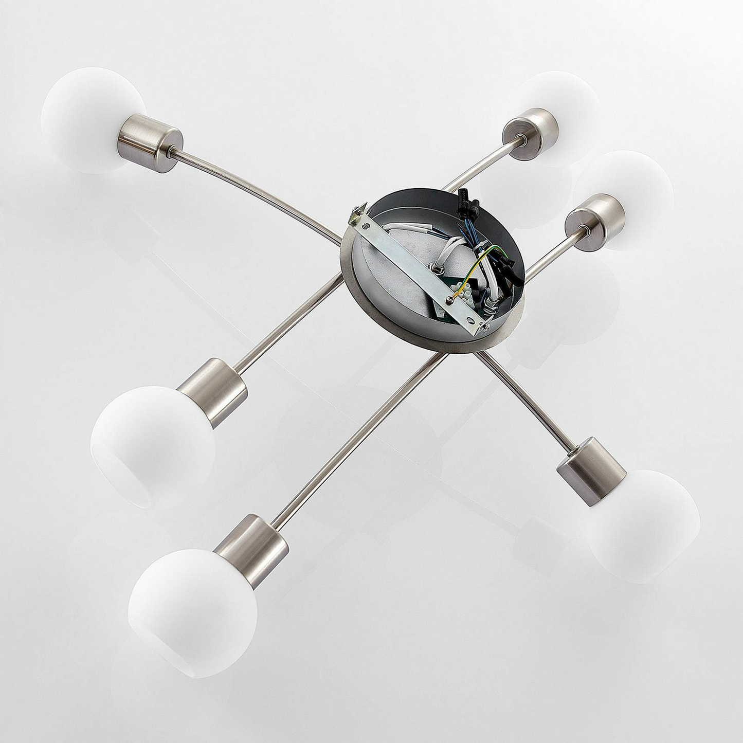 Lindby Agmar LED-Deckenleuchte Deckenlampe Lampe Leuchte 6-flammig E14 nickel