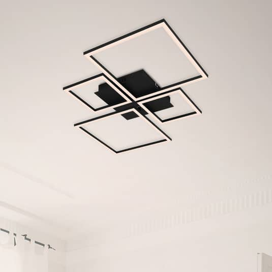 Briloner LED-Deckenlampe Deckenlampe Fernbedienung Frame CCT 4-flammig schwarz