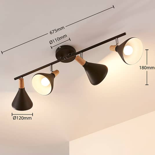Lindby LED-Deckenlampe Lampe Leuchte Deckenlampe Arina Schwarz 4-flammig E14