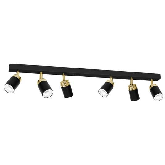 Euluna Deckenspot Deckenlampe Lampe Leuchte Decke Reno sechsflammig schwarz/gold