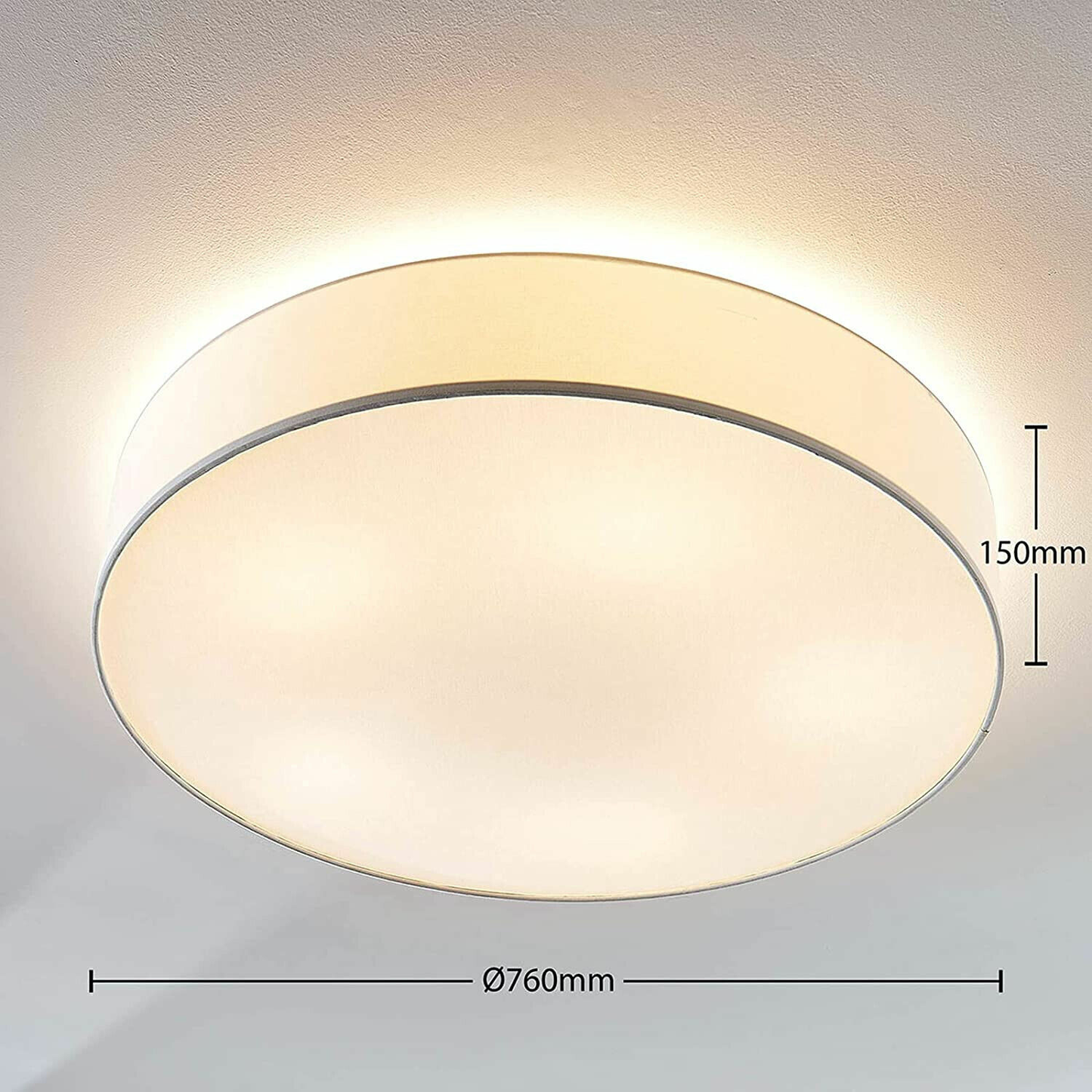 Lindby Stoff-Deckenlampe Deckenleuchte Lampe Leuchte IP20 Gordana in Weiß Ø76 cm