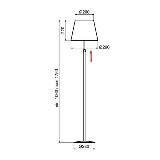 Aluminor Store Stehlampe chrom schwarz Stehleuchte Standleuchte Leuchte E27 40 W
