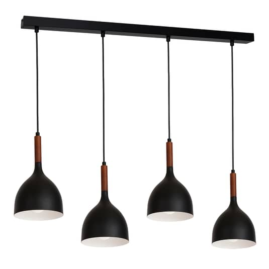 Euluna Hängeleuchte Hängelampe Leuchte Lampe Noak 4-flg. E27 schwarz natur