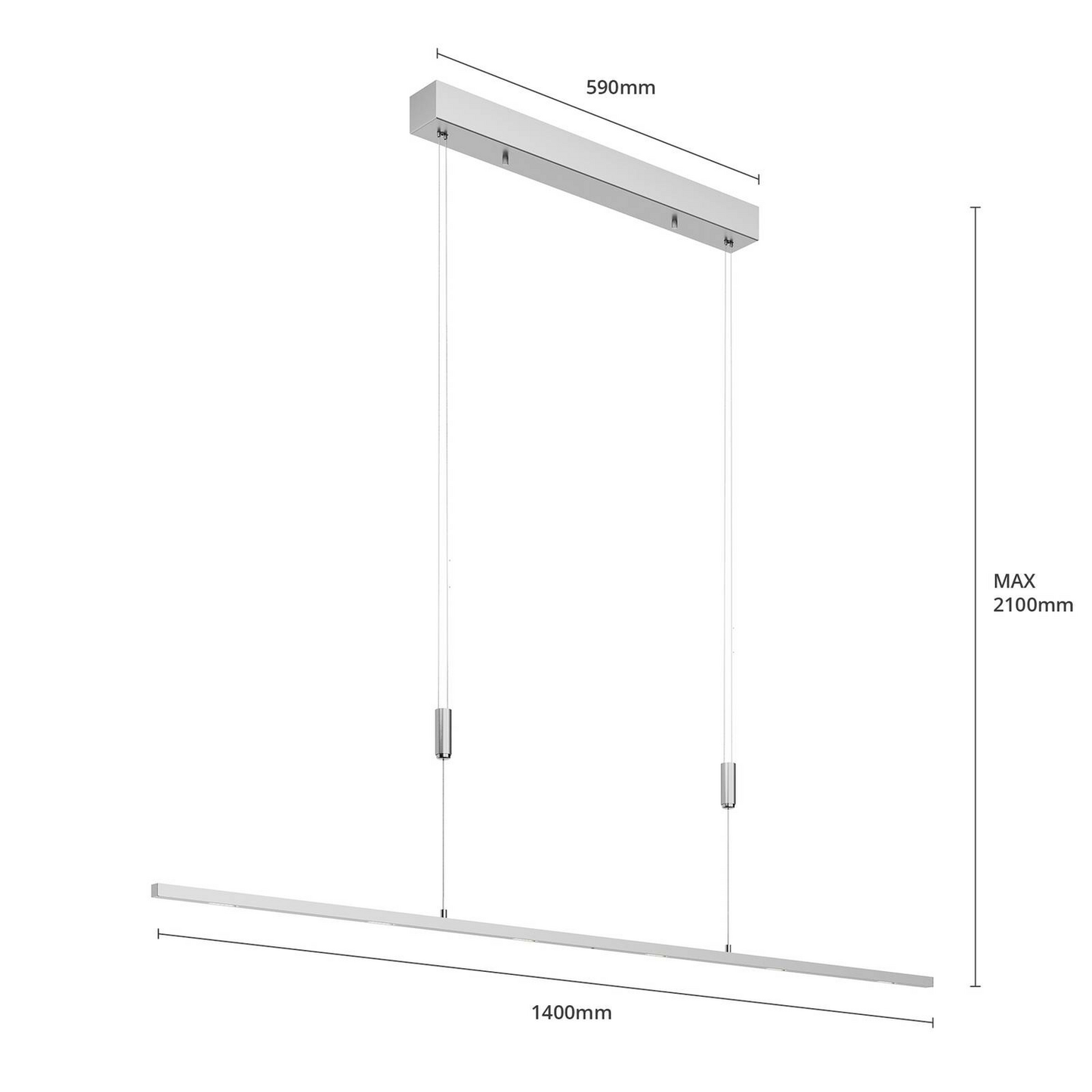 Lucande LED-Esszimmer-Pendellampe Arnik Pendelleuchte Lampe dimmbar 140cm nickel